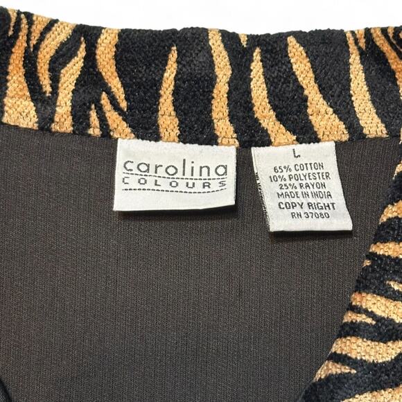 Y2K Carolina Colours Tiger Tapestry Vest Size L Safari Boho Animal Print Vest - Picture 4 of 7